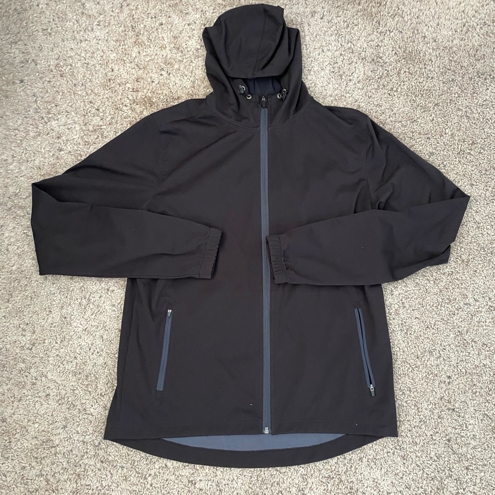 Vuori Zip up Technical Jacket Hoodie Black Zippers Outdoors Size Medium